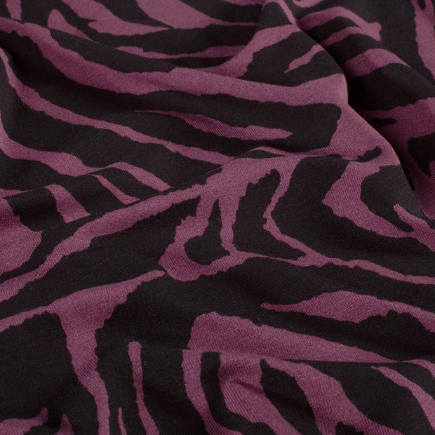 Viscose Vortex Jersey stof Zebra's Aubergine