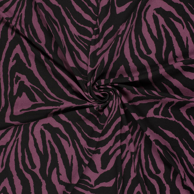 Viscose Vortex Jersey stof Aubergine bedrukt 