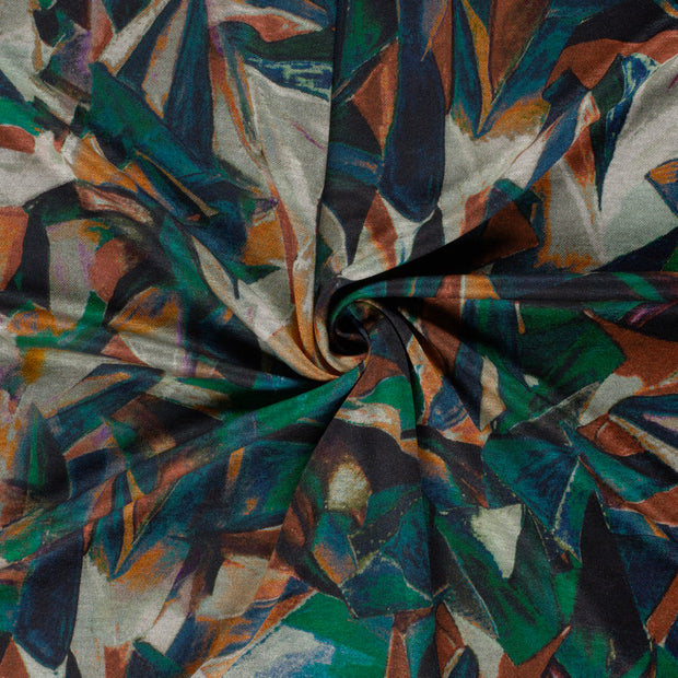 Poly Viscose Jerséis tela Verde descarga impresa 
