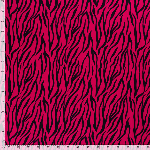 Satin de coton tissu animaux Fuchsia