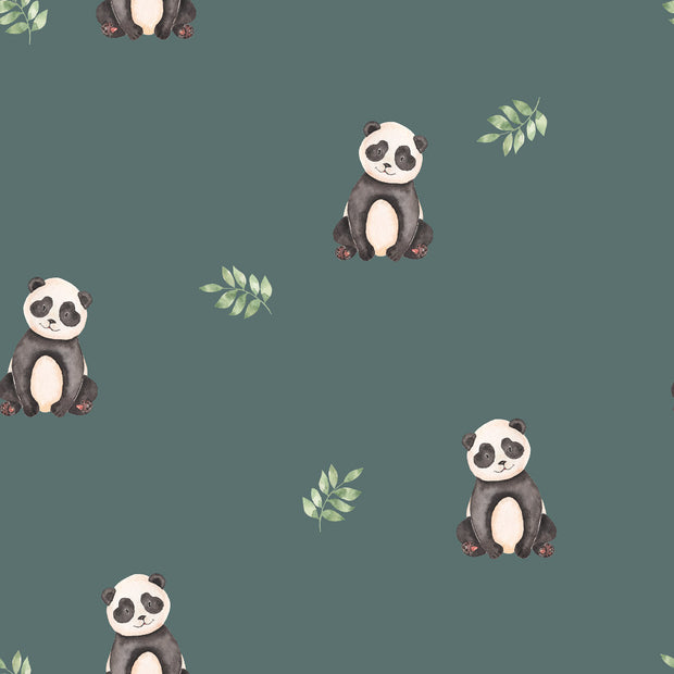 French Terry GOTS fabrik Pandas Dunkelgrün