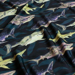 Swimwear Jersey UPF50 Recycled imprimé numérique dinosaures Bleu Marine
