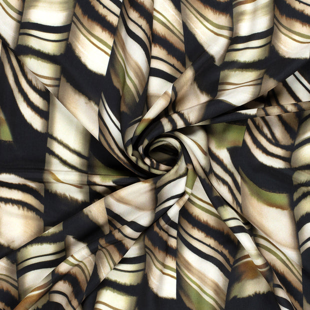 Satin fabric Olive Green printed 