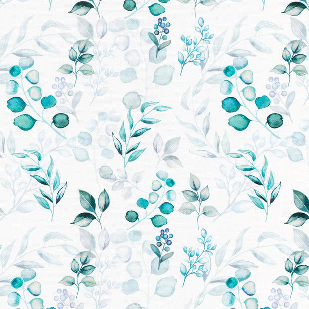 Panama fabric Leaves Petrol
