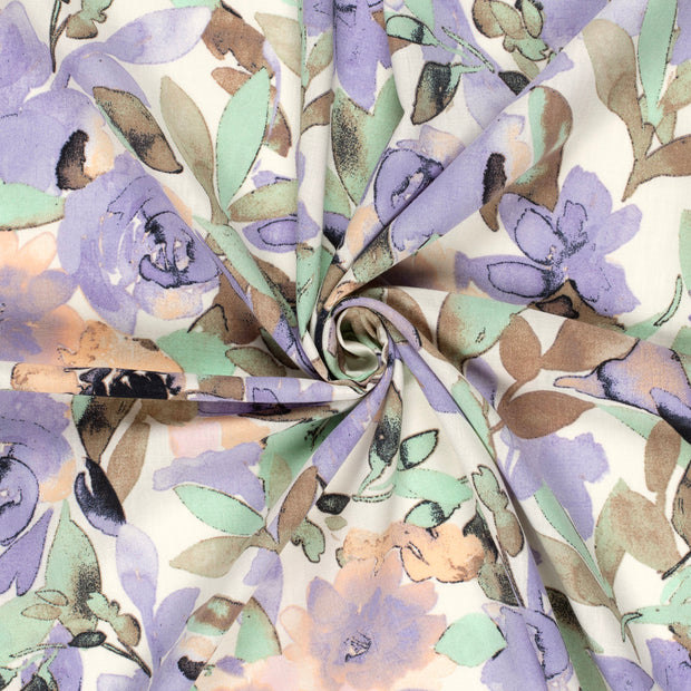 Linen Look fabric Off White printed
