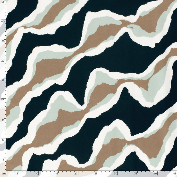 Cotton Satin fabric Abstract Navy