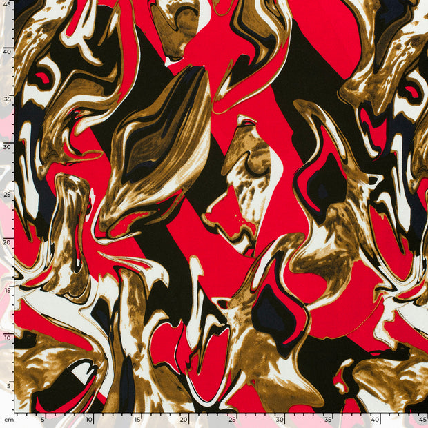 Satin fabric Abstract Navy