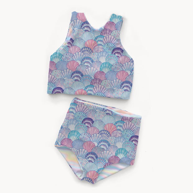 Swimwear Jersey UPF50 Recycled stof Schelpen Babyblauw