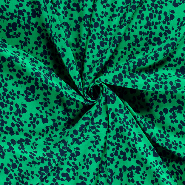 Bambú Poplin tela Verde estampado 