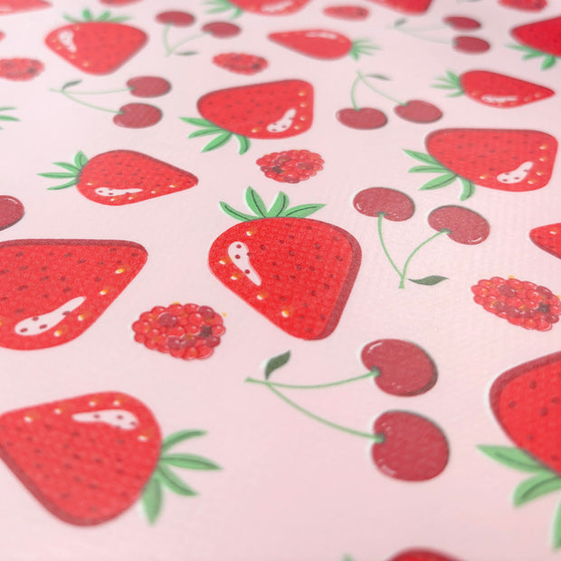 Hule tela Fresas Rosa claro