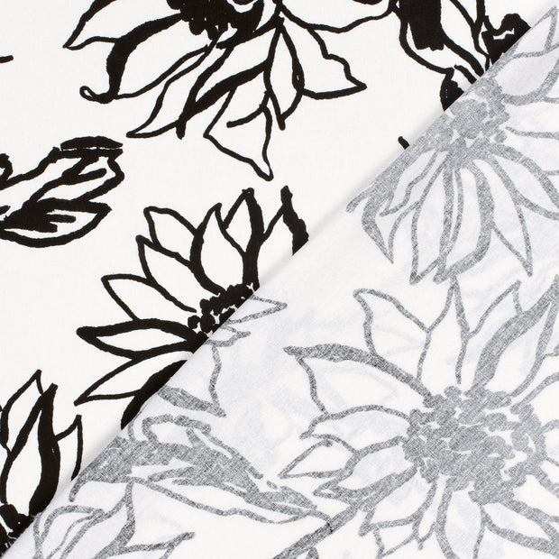 Woven Viscose Linen fabric Flowers printed 