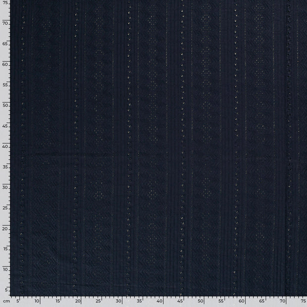 Voile fabric Abstract Navy