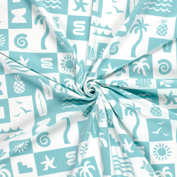 Cotton Jersey fabric Off White printed 