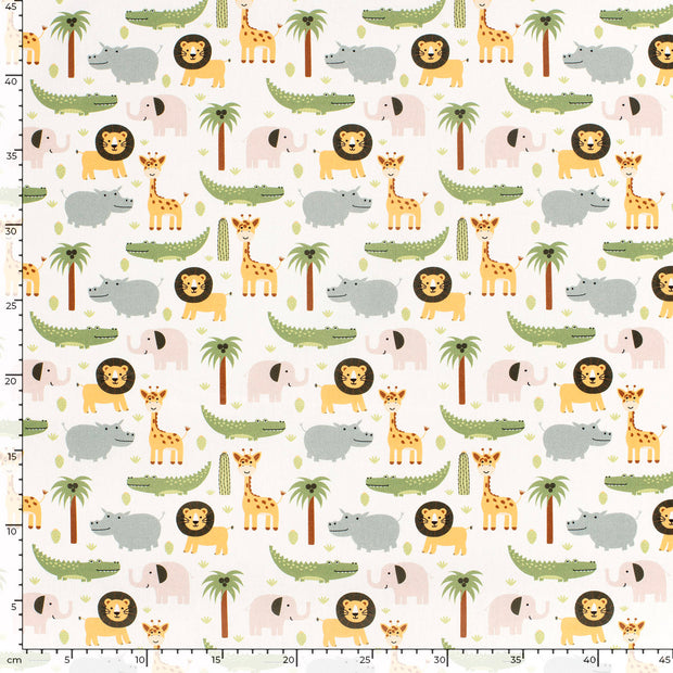 Panama fabric Animals Beige