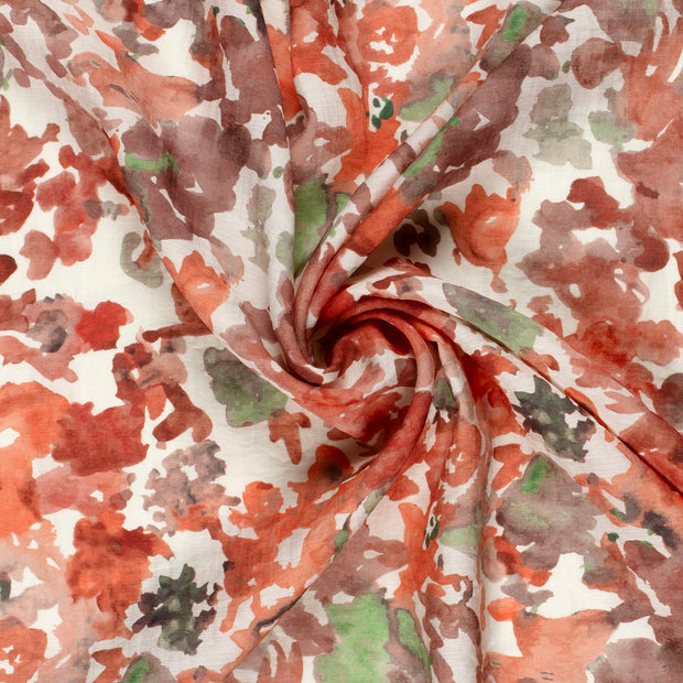 Viscose Nylon Twill fabric Coral printed 