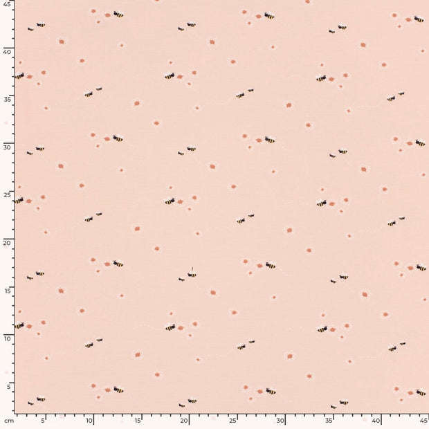 Jersey de Coton tissu abeilles Rose clair