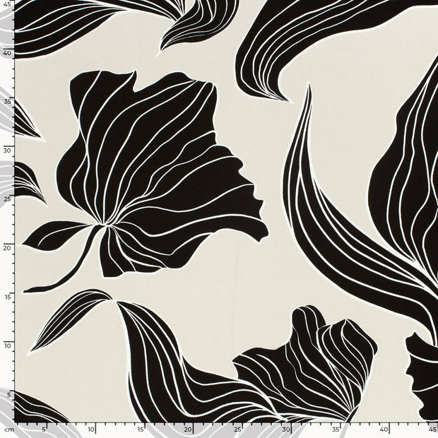 Viscose Satin fabrik Blumen Beige