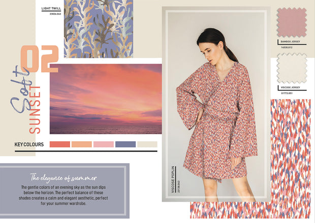 Viscose Poplin fabrik Abstrakt Lila