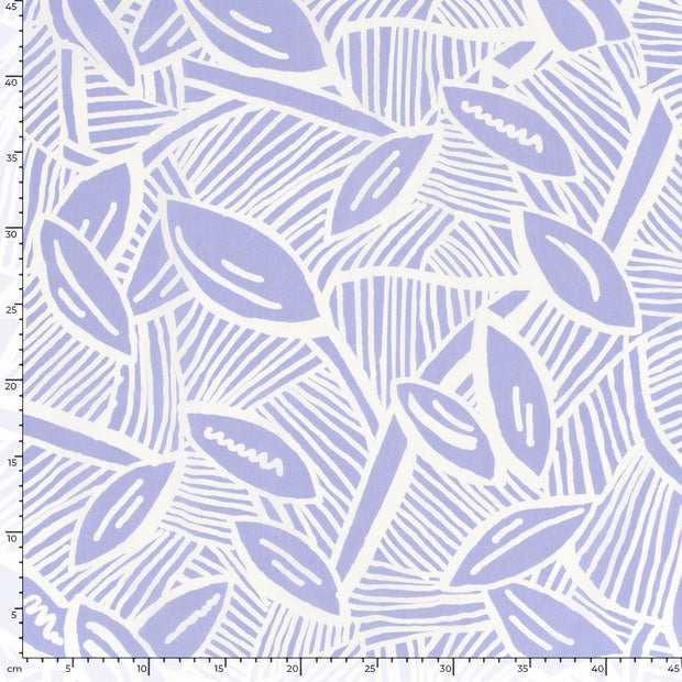 Satin de coton tissu Feuilles Lilas