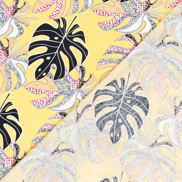 Viscose Lin Chaine et Trame tissu Feuilles imprimé 