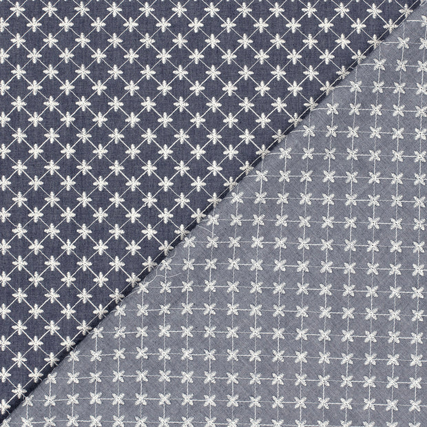 Denim fabric Flowers embroidered 