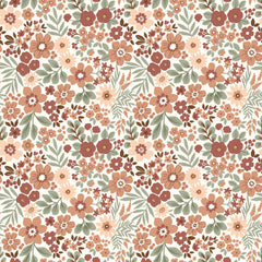 Rib Jersey bedrukt Bloemen Gebroken wit