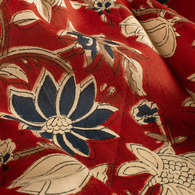 Voile fabric Flowers Red
