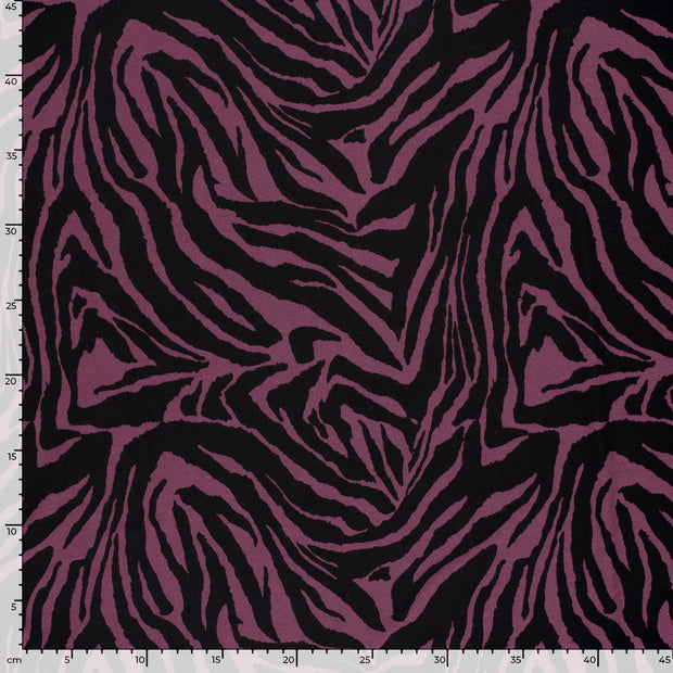 Viscose Vortex Jersey stof Zebra's Aubergine