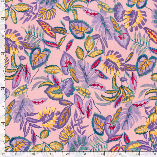 Polyester Bubble fabric Leaves Light Pink
