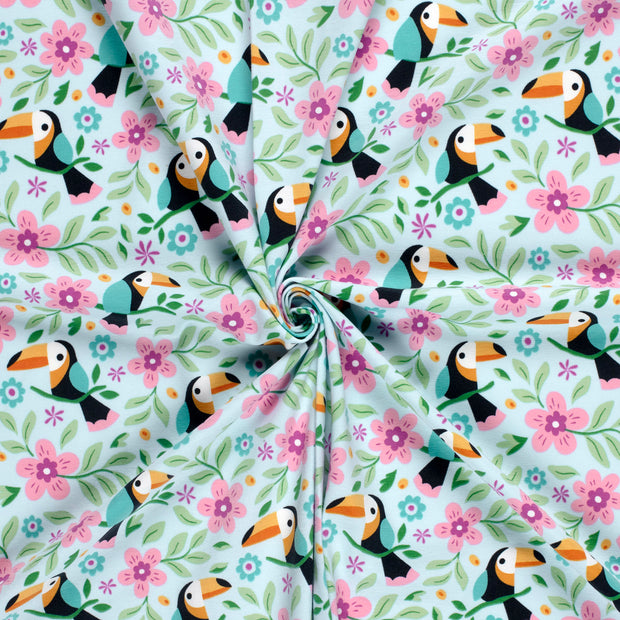 Cotton Jersey fabric Light Blue printed 