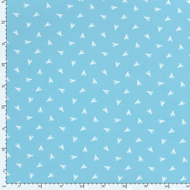 Cotton Jersey fabric Animals Baby Blue