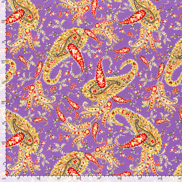 Polyester Bubble fabric Paisley Purple