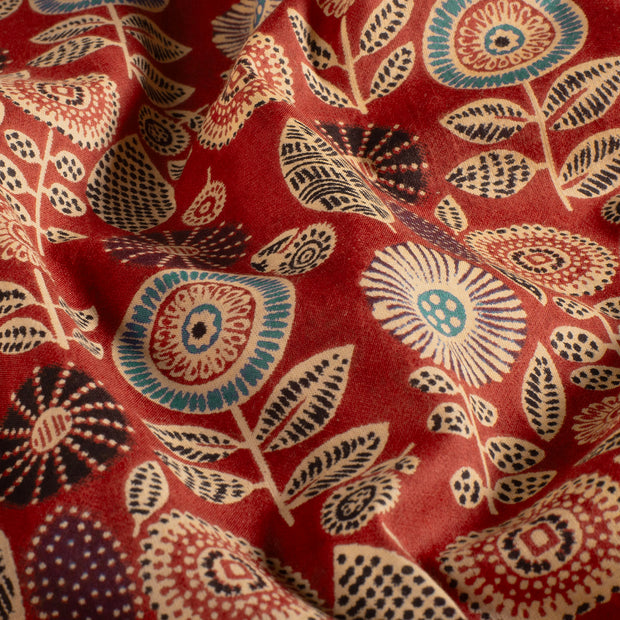 Voile stof Bloemen Brique