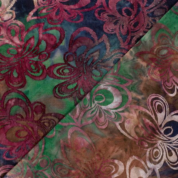 Burnout Jacquard stof Bloemen bedrukt 