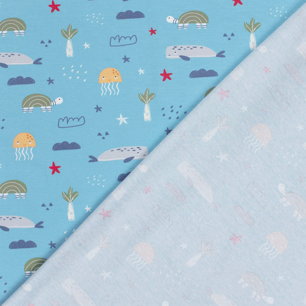 Jersey de Coton tissu Tortues imprimé 
