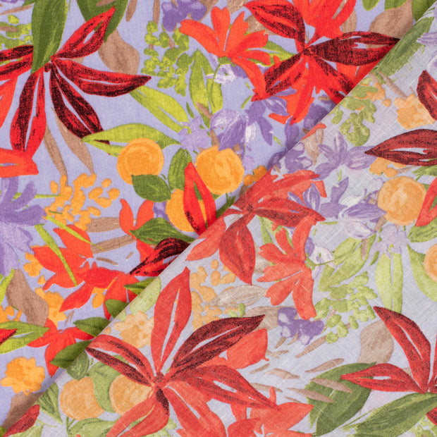 Linen Look fabric Flowers printed