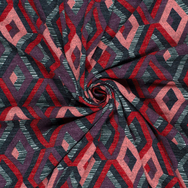 Angora fabric Navy brushed and printed 