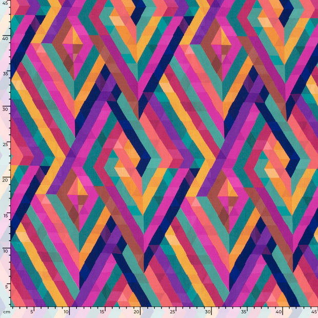Viscose Poplin fabric Abstract Fuchsia