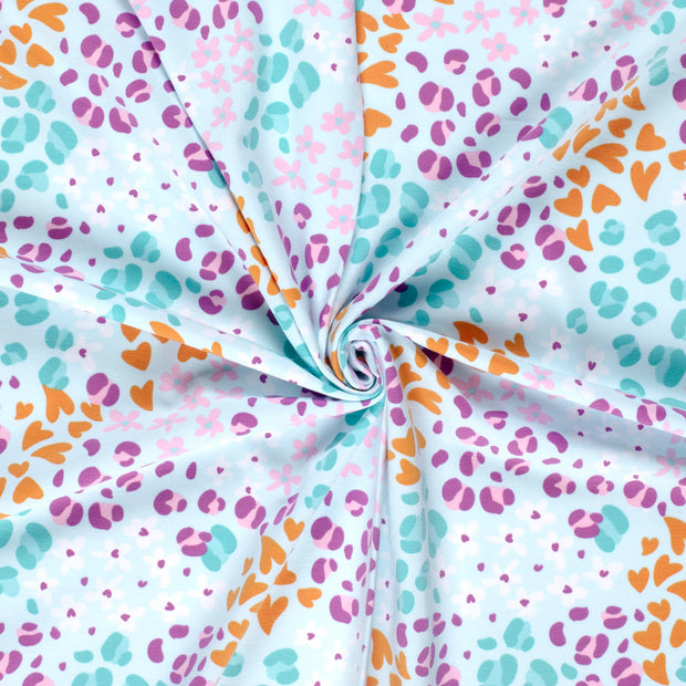 Cotton Jersey fabric Aqua printed 