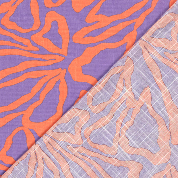 Geweven Katoen Viscose stof Bloemen slub geprint 