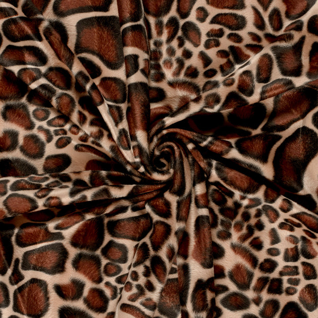 Velours stof Beige bedrukt 