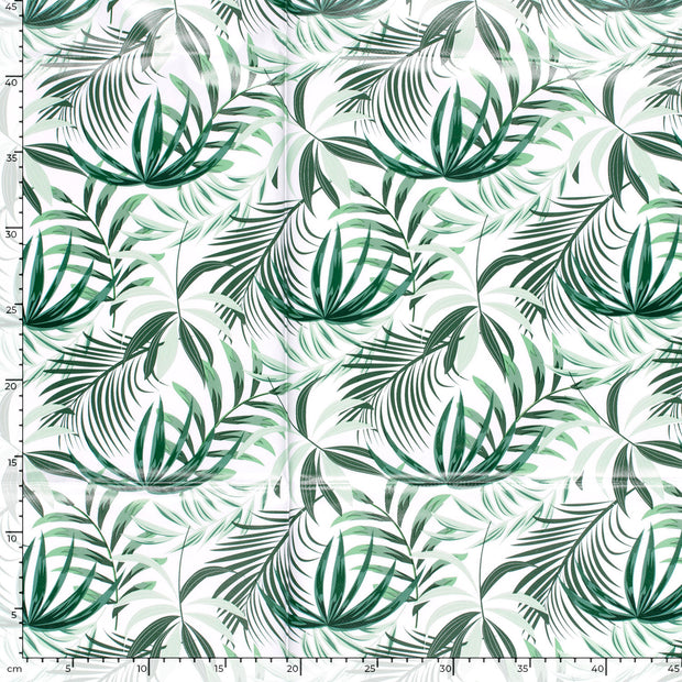 Toile Cirée tissu Feuilles Blanc optique