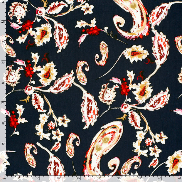 Borken Crepe tela Cachemira Azul marino