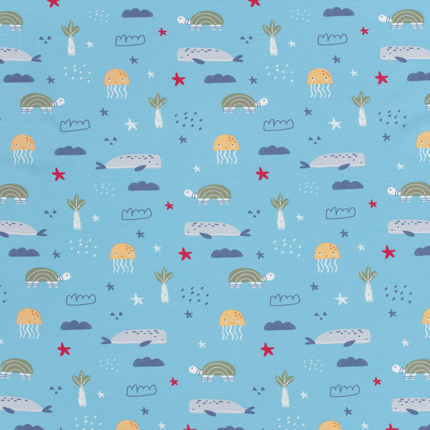 Jersey de Coton tissu Bleu bébé doux 