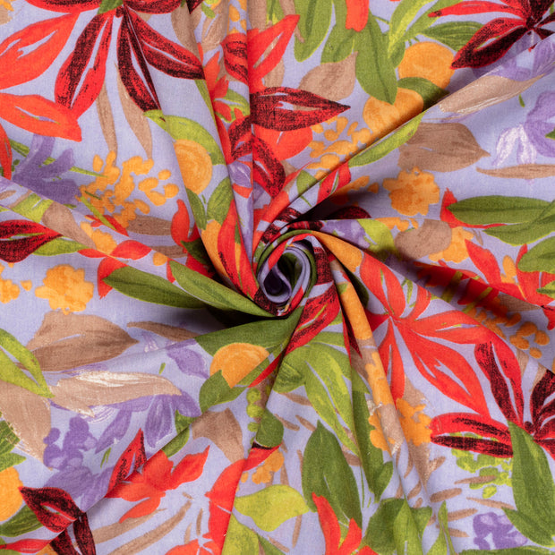 Linen Look fabric Purple printed