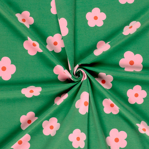 Cotton Jersey fabric Green printed 