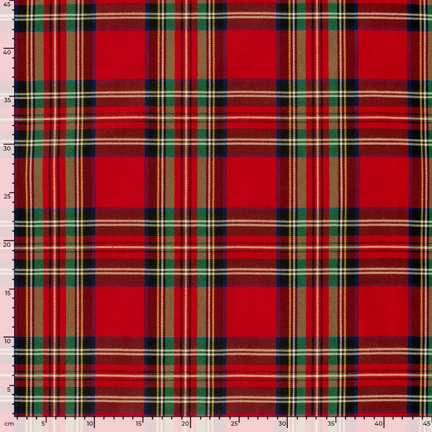 Gabardine Stretch fabric Checks Red