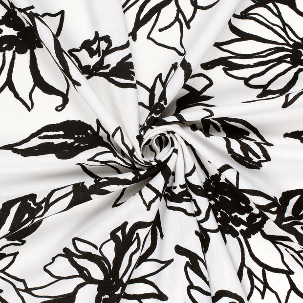 Woven Viscose Linen fabric White printed 