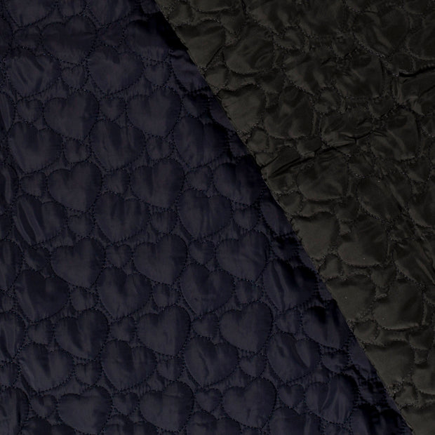 Stepped Lining fabric Hearts Navy