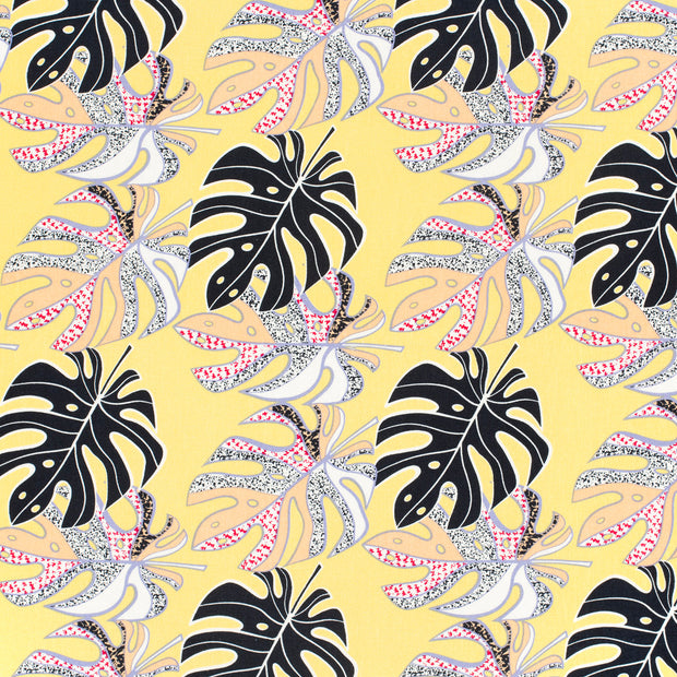 Viscose Lin Chaine et Trame tissu Jaune Canari mat 